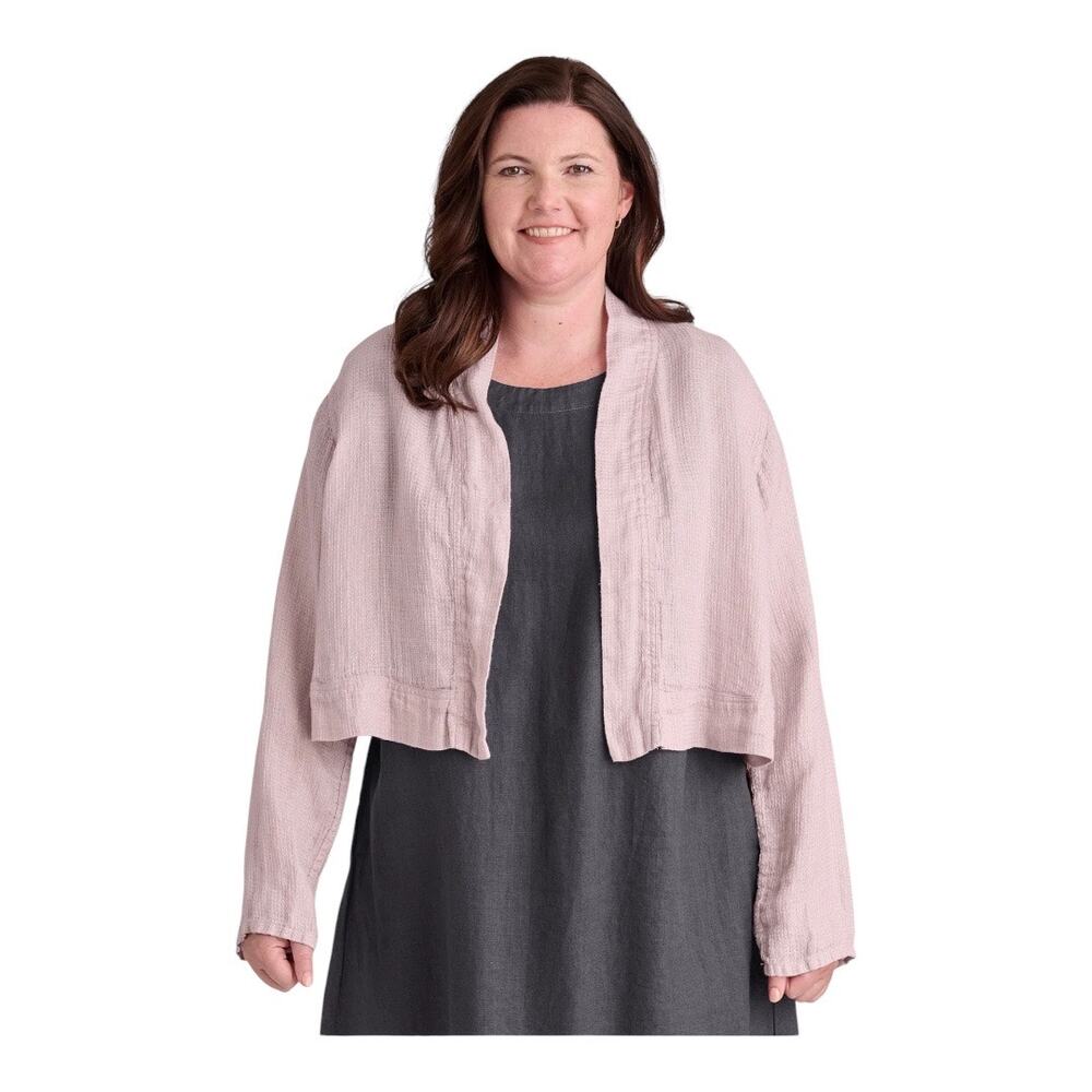 Flax Cardigan Purple 100% Linen Small